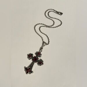 Big Cross Pendant Necklace Choker Vampire Cross Rosary Goth Punk Statement New